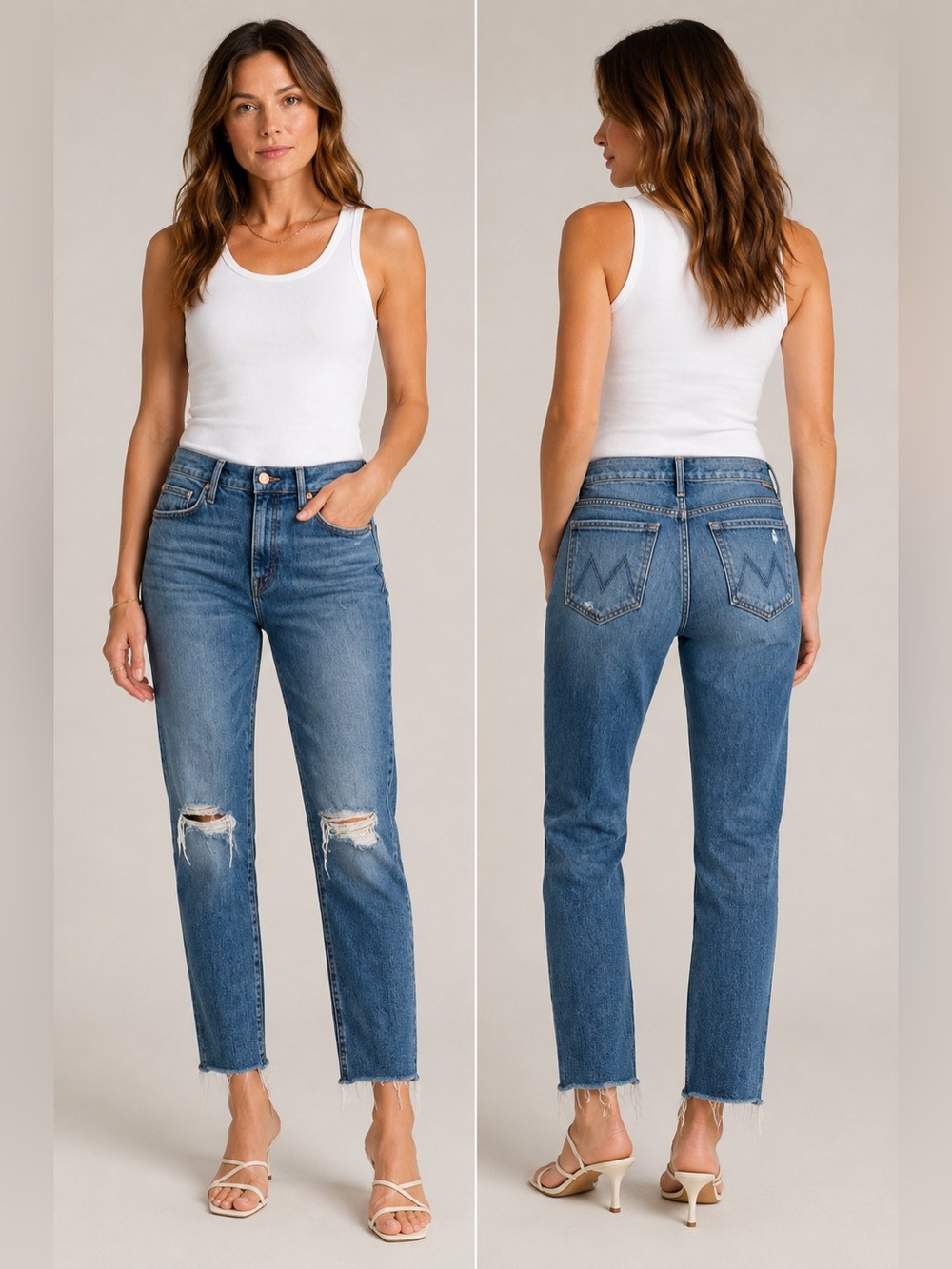 MOTHER The Looker Ankle Fray Jeans Six Packs On Me Distressed Raw Hem 29